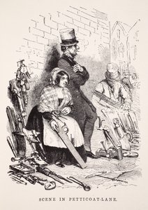 Scène à Petticoat-Lane, illustration de London Labour and London Poor par Henry Mayhew, pub. 1862 - English School