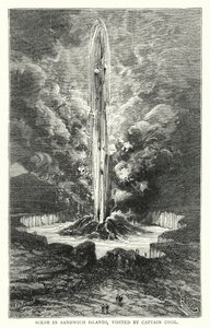 Scène aux îles Sandwich, visitées par le capitaine Cook (gravure en couleur)