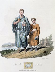 Écolier et son maître - dans « Celtes et Goths, coutumes des habitants des îles britanniques du début du 6e siècle et des nations gothiques de la côte ouest de la Baltique », par S.R. Meyrick et Ch. Smith - English School