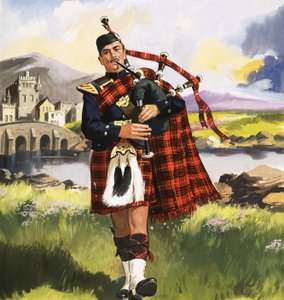 Écossais Jouant de la Cornemuse - English School