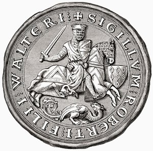 Sceau de Robert Fitzwalter, extrait de A Short History of the English People par J. R. Green, publié en 1893