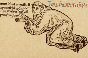 Autoportrait agenouillé aux pieds de la Vierge et de l