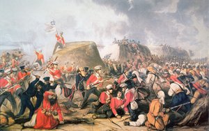 Sgt. McCabe hisse les couleurs sur les remparts à la bataille de Sobraon - English School
