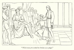 La Nuit des rois de Shakespeare; La légende présentant Viola à Orsino