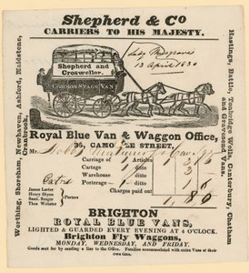 Facture Shepherd & Co. Brighton à Londres - English School
