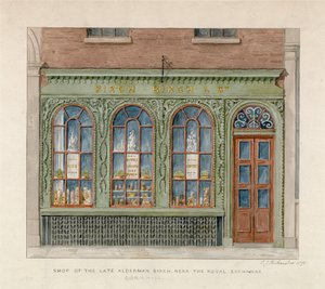 Boutique du défunt échevin Birch près de la Bourse Royale, 1871