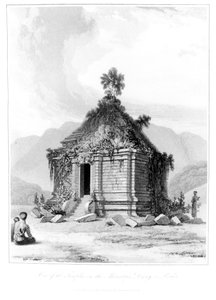 Sanctuaire sur la montagne Dieng ou Prahu à Java central, de History of Java, volume 2, publié en 1817