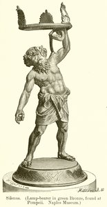 Silenus. (Porte-lampe en bronze vert, trouvé à Pompéi. Musée de Naples) (gravure) - English School