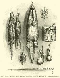 Sacs à tabac Sioux, sifflet mystère, hochets et tambour - English School