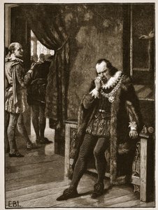 Sir Francis Bacon attendant une audience de Buckingham, illustration de Cassells Illustrated History of England - English School