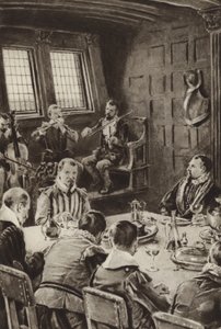 Sir Francis Drake, dînant sur le Golden Hind au son des violons