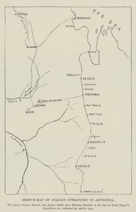 Carte schématique des opérations italiennes en Abyssinie (gravure) - English School