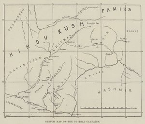 Carte esquisse de la campagne de Chitral (gravure)