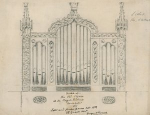 Croquis du vieil orgue aux jardins royaux (jardins de Vauxhall, Londres)