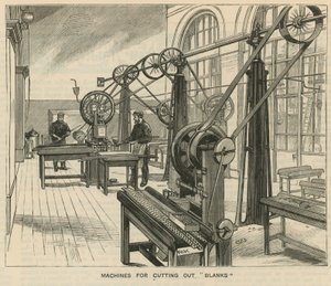 Croquis à la Monnaie Royale, Tower Hill; machines pour découper les flans - English School