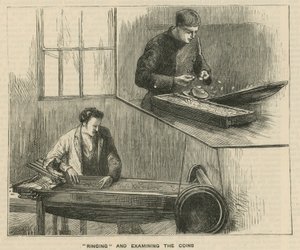 Croquis à la Monnaie Royale, Tower Hill; sonnerie et examen des pièces - English School