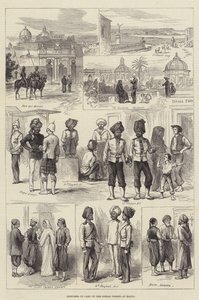 Croquis dans le camp des troupes indiennes à Malte (gravure) - English School