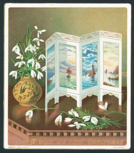Perce-neige et écran sur la table, carte de Noël - English School