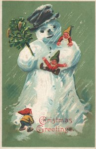 Bonhomme de neige avec des elfes - English School