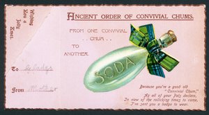 Bouteille de soda avec ruban tartan, carte de Noël