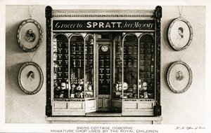 Spratt, épicier de Sa Majesté, boutique miniature pour les enfants royaux, Swiss Cottage, Osborne House, Île de Wight