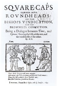 Les bonnets carrés transformés en têtes rondes, 1642 - English School