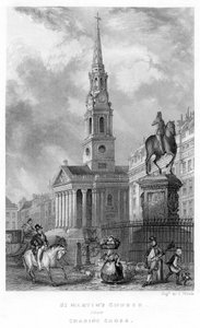 Église St. Martins depuis Charing Cross, 1837