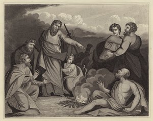 Saint Paul secoue la vipère de sa main (gravure) - English School