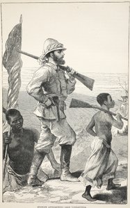 Stanley approchant le lac Tanganyika, illustration de l