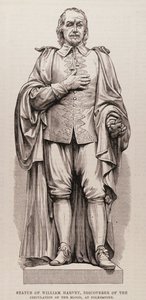 Statue de William Harvey (1578-1657), découvreur de la circulation du sang, à Folkestone, de The Illustrated London News, 13 août 1881