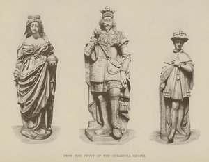 Statues de la reine Élisabeth I, du roi Charles I et du roi Édouard VI à l