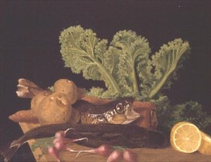 Nature morte de légumes et de poissons