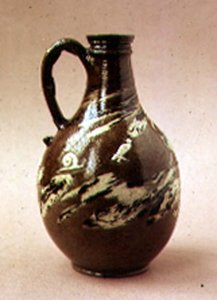 Bouteille en grès avec décoration marbrée par J. Dwight, Fulham Pottery, fin XVIIe siècle