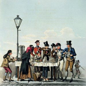 Petit-déjeuner de rue gravé par G.Hunt, 1825