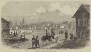 Rue à Helsingfors, dans la Baltique (gravure) - English School