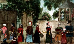 Scène de marché de rue, vers 1840 - English School