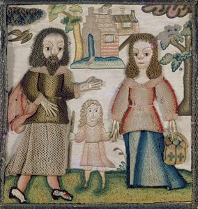 Coffret en stumpwork, anglais, c.1660