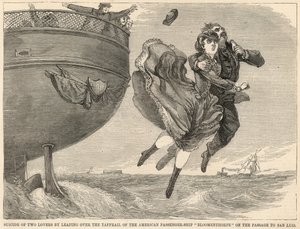 Suicide de deux amants en sautant par-dessus le bastingage du navire américain Bloomenthorpe - English School