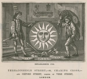 Sun Fire Office, Threadneedle Street, 60 Charing Cross, et Oxford Street, Londres