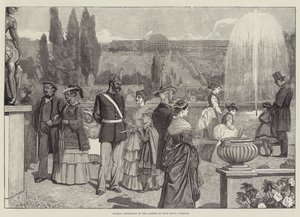 Dimanche après-midi dans le jardin de Sans Souci, Potsdam (gravure) - English School