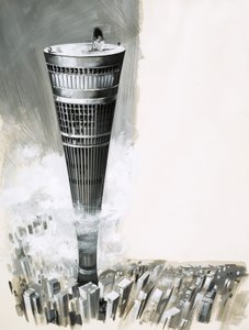 Super Cities in the Sky. Gratte-ciel futuriste - English School