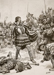 Reddition de François sur le champ de bataille de Pavie, illustration de Cassells Illustrated History of England - English School