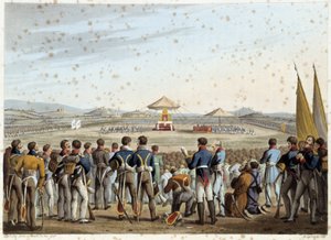 Te deum sur le champ de bataille dans « Anecdotes historiques, militaires et navales et incidents arrivés aux armes de la Grande-Bretagne et de leurs alliés, se terminant à Waterloo » par Edward Orme. Ill. par Fry, Sutherland, Clark, Dubourg, W.Heart, JA, 