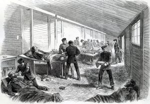 Hôpital de campagne temporaire derrière la deuxième parallèle prussienne à Dueppel, 1864