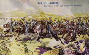 Les 17e Lanciers à la charge de la brigade légère, bataille de Balaklava, guerre de Crimée, 1854 - English School