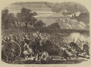 La bataille de Weissenburg, lutte entre les troupes allemandes et les Turcos et Zouaves français (gravure) - English School
