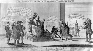 La Maquerelle de la Nation, ou la Façon de Devenir Riche, publié par Matthew Darly, 1757