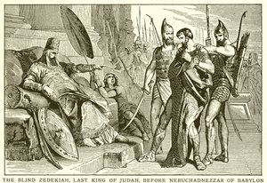 Le roi Zedekiah aveugle devant Nabuchodonosor de Babylone - English School