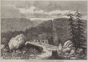 La ligne de démarcation entre les États-Unis et le Canada (gravure) - English School