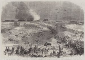 La guerre civile en Amérique, les fédéraux avançant sur les positions confédérées abandonnées à Centreville (gravure) - English School